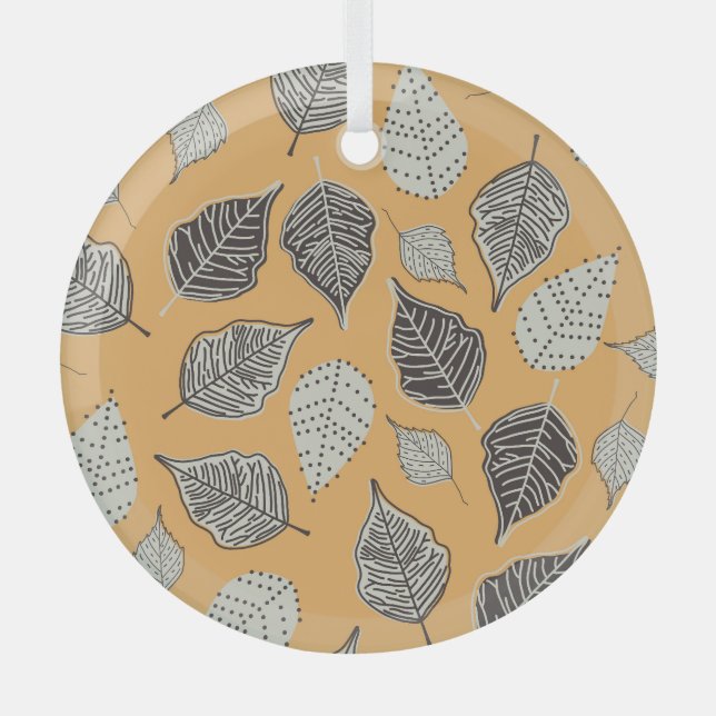 Autumn leaves, seamless vintage pattern. glass ornament (Front)