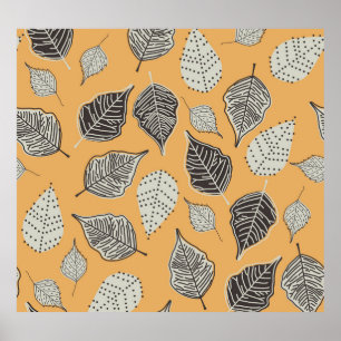 Autumn leaves, seamless vintage pattern. poster
