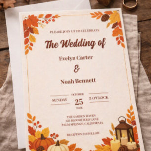 Autumn Leaves Seasonal Charm wedding Invitation