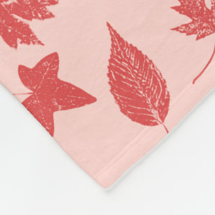 Autumn leaves - Shades of Coral Pink Fleece Blanket
