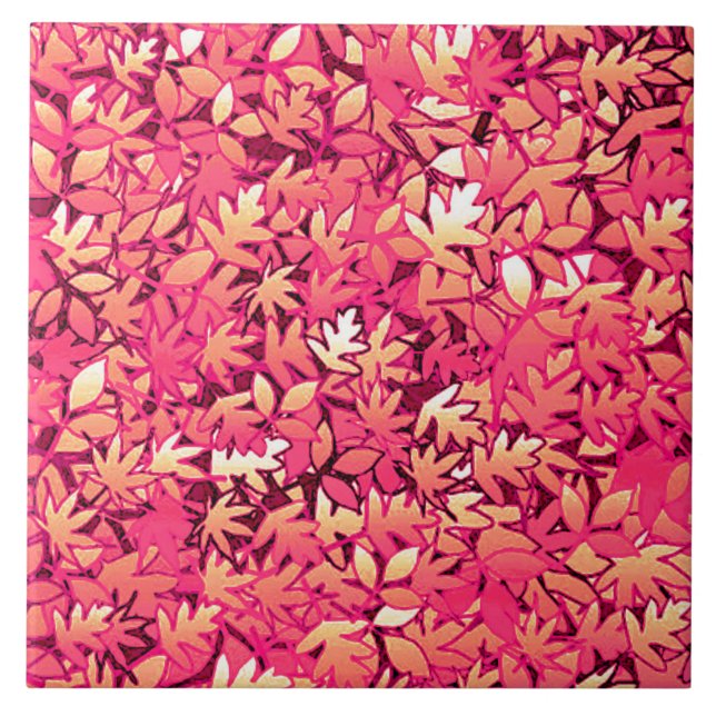 Autumn leaves, shades of red and orange tile (Front)