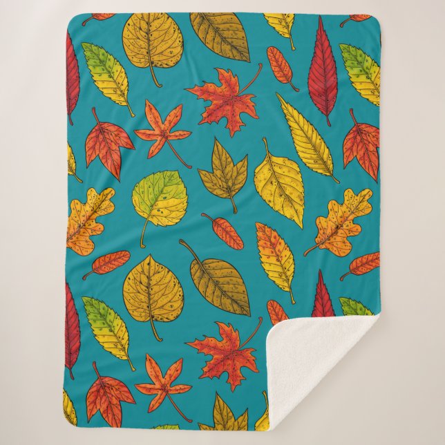 Autumn leaves sherpa blanket (Front)