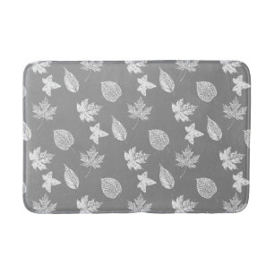 Autumn leaves - silver grey and white bath mat
