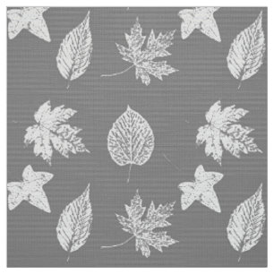 Autumn leaves - silver grey and white fabric