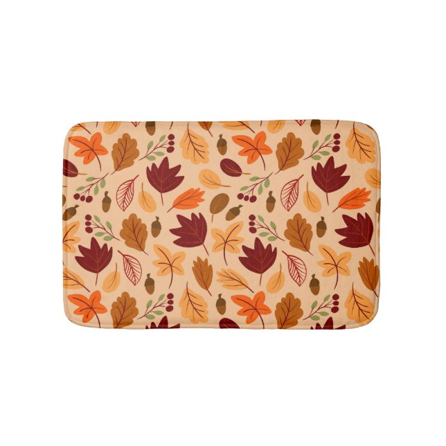 Autumn leaves, simple childish seamless pattern. bath mat (Front)