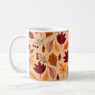 Autumn leaves, simple childish seamless pattern. coffee mug