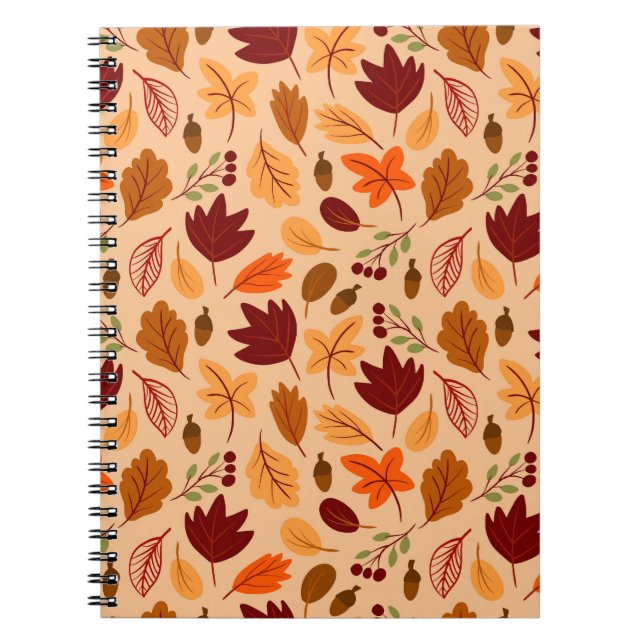 Autumn leaves, simple childish seamless pattern. notebook (Front)