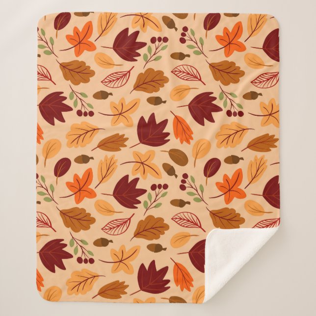 Autumn leaves, simple childish seamless pattern. sherpa blanket (Front)