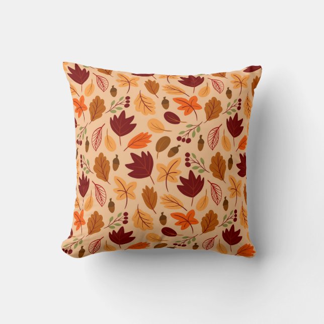 Autumn leaves, simple childish seamless pattern. throw pillow (Front)