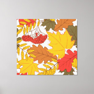 Autumn leaves, simple seamless pattern canvas print