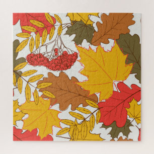 Autumn leaves, simple seamless pattern jigsaw puzzle