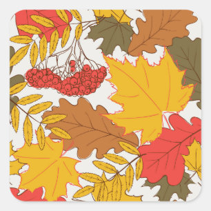 Autumn leaves, simple seamless pattern square sticker