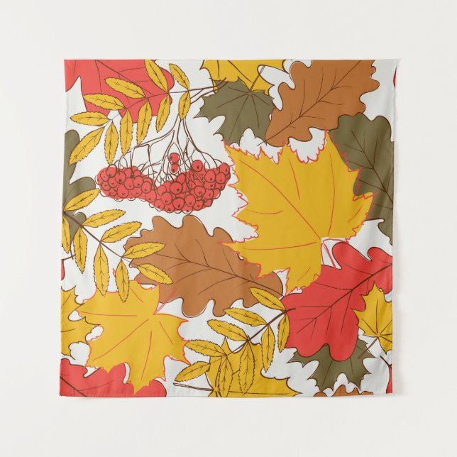 Autumn leaves, simple seamless pattern tapestry (Front)