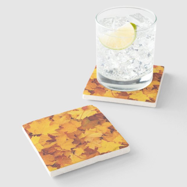 Autumn Leaves Stone Coaster (Side)