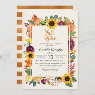 Autumn Leaves Sunflower Bridal Shower Invitation
