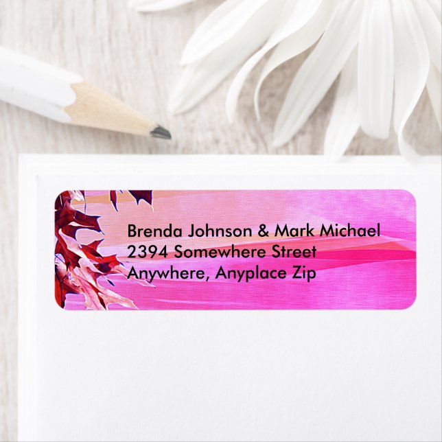 Autumn Leaves Swirl Orange Pink Return Address (Insitu)