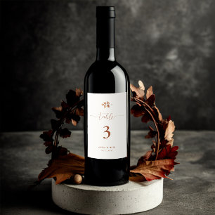 Autumn Leaves Terracotta Chic Elegant Wedding Wine Label
