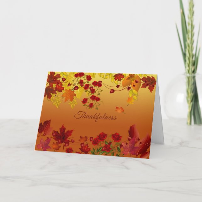 Autumn Leaves Thanksgiving/All-Occasion Card (Front)