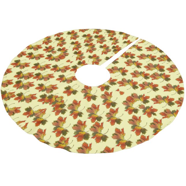 Autumn Leaves Thanksgiving Brushed Polyester Tree Skirt (Angled)