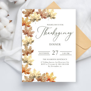 Autumn Leaves Thanksgiving Dinner Invitation