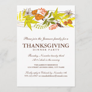 Autumn Leaves Thanksgiving Dinner Invite