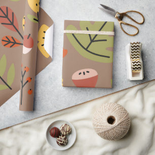 Autumn Leaves Thanksgiving Fall Graphic Modern Wrapping Paper