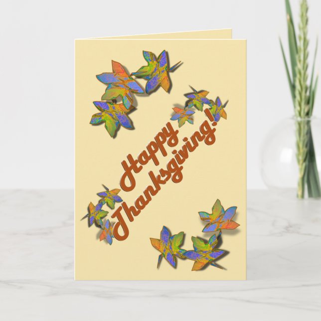 Autumn Leaves Thanksgiving  Holiday Card (Front)