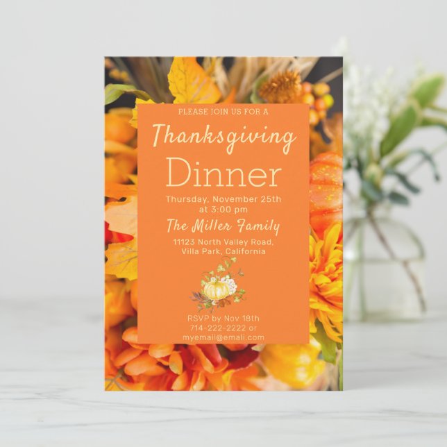 Autumn Leaves Thanksgiving Invitation (Standing Front)