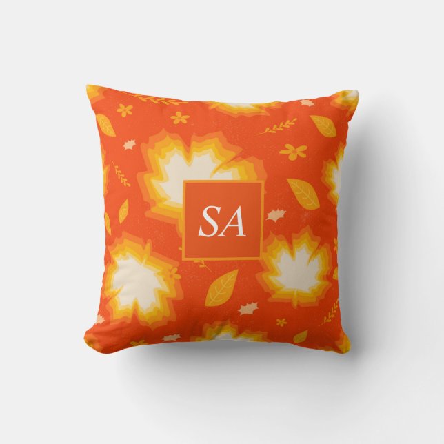 Autumn Leaves Thanksgiving Throw Pillow (Front)