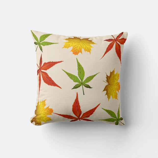 Autumn Leaves Thanksgiving Throw Pillow (Front)