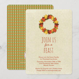 Autumn Leaves Thanksgiving Wreath Invitation