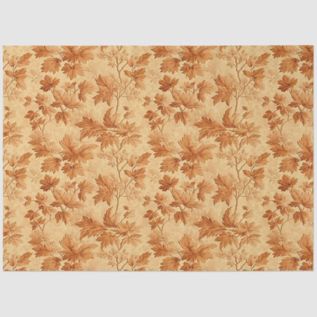 Autumn leaves themed modern Toile de Jouy pattern Tissue Paper (Front)