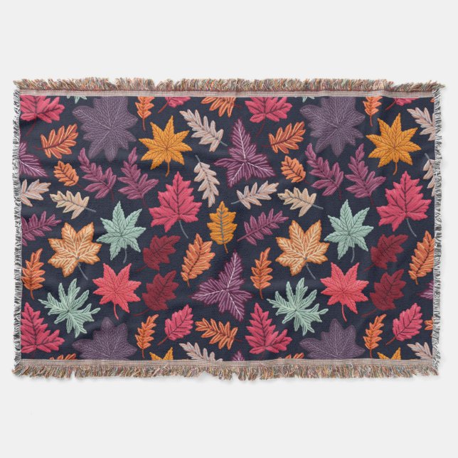  Autumn Leaves Throw Blanket (Front)