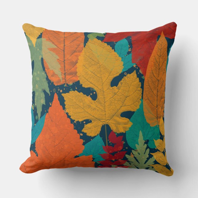 Autumn leaves throw pillow (Front)