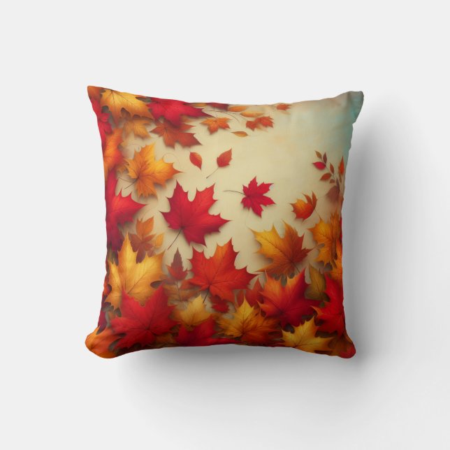 Autumn leaves throw pillow (Front)