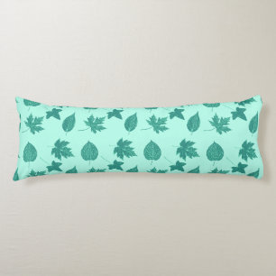 Autumn leaves - turquoise and aqua body pillow
