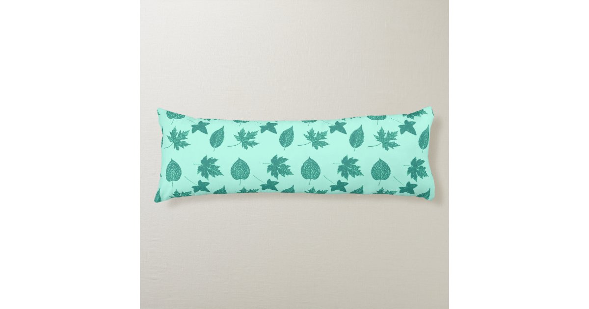 Autumn leaves turquoise and aqua body pillow Zazzle