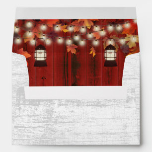 Autumn Leaves Vintage Lantern Rustic Fall Wedding Envelope