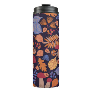 Autumn Leaves, Vintage Mushroom Illustration. Thermal Tumbler
