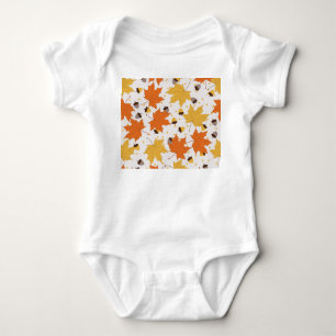 Autumn leaves, vintage seamless design. baby bodysuit