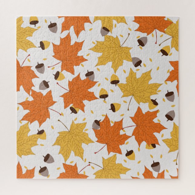 Autumn leaves, vintage seamless design. jigsaw puzzle (Vertical)
