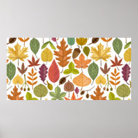 Autumn leaves vintage seamless pattern on white ba