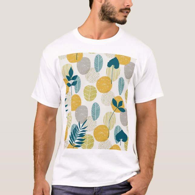 Autumn leaves, vintage seamless pattern. T-Shirt (Front)