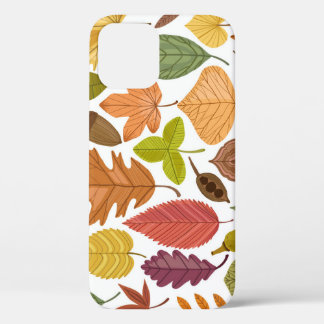 Autumn leaves: vintage white background. iPhone 12 case