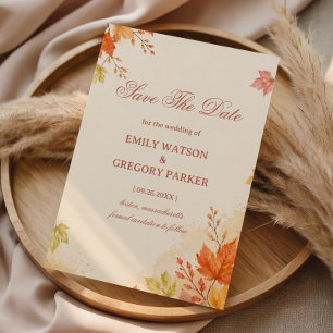 Autumn Leaves Warm Elegant Save The Date