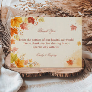 Autumn Leaves Warm Elegant Thank You Card