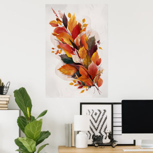  Autumn Leaves Watercolor Art Poster