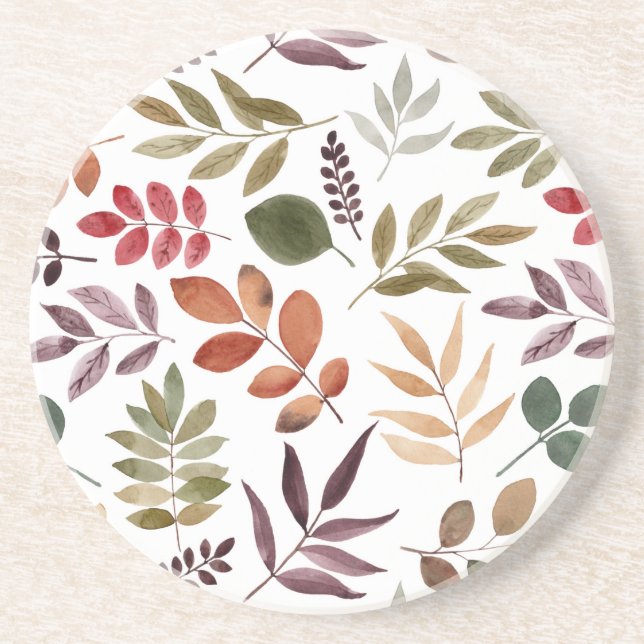Autumn Leaves Watercolor Colourful Leaf   Coaster (Front)
