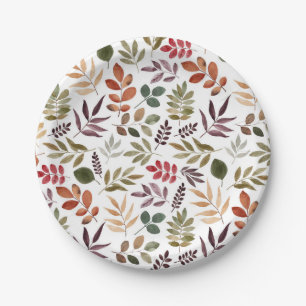 Autumn Leaves Watercolor Colourful Leaf   Paper Plate