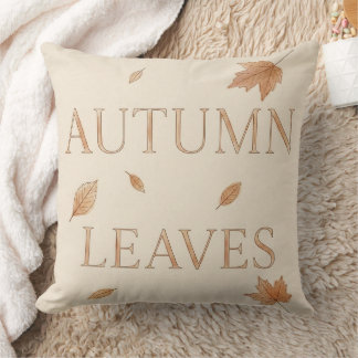 Autumn Leaves Watercolor Editorial Typography  Throw Pillow